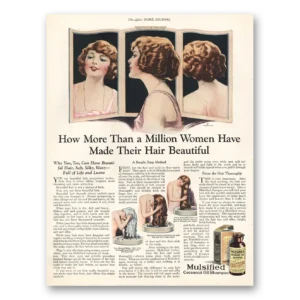 1924 Mulsified Cocoanut Oil Shampoo Print Ad | Hair Beautiful