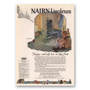 1924 Nairn Linoleum Print Ad | Happy Safe