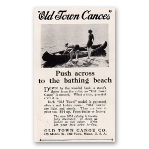 1924 Old Town Canoe Print Ad | Bathing Beach
