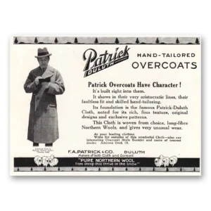 1924 Patrick Overcoats Print Ad | Hand Tailored