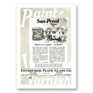 1924 PPG Pittsburgh Plate Glass Print Ad | Sun Proof