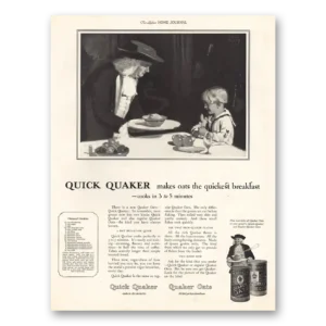 1924 Quaker Oats Print Ad | Quickest Breakfast