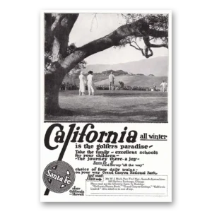 1924 Santa Fe Railway Print Ad | Golfers Paradise