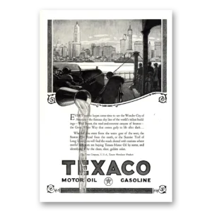 1924 Texaco Motor Oils Gasoline Print Ad | Wonder City
