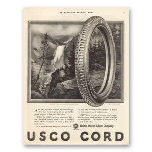 1924 USCO Cord Tires Print Ad | Good Many