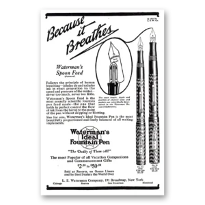 1924 Watermans Ideal Fountain Pen Print Ad | Because Breathes