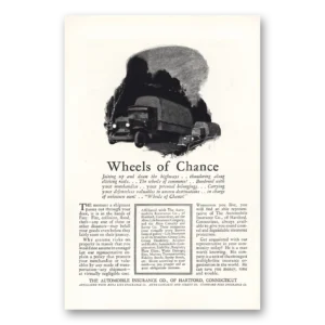 1925 Automobile Insurance of Hartford Print Ad | Wheels Chance