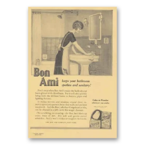 1925 Bon Ami Cleaning Powder Print Ad | Bathroom Spotless