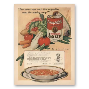 1925 Campbells Vegetable Soup Print Ad | Fine Food