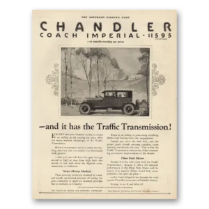 1925 Chandler Motor Car Print Ad | Traffic Transmission