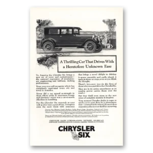 1925 Chrysler Six Print Ad | Thrilling Car