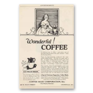 1925 Coffee Maid Print Ad | Old English Biggin