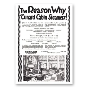 1925 Cunard Print Ad | Cabin Steamers