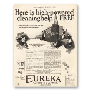 1925 Eureka Vacuum Cleaner Print Ad | High Powered
