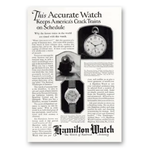 1925 Hamilton Watch Print Ad | Crack Trains