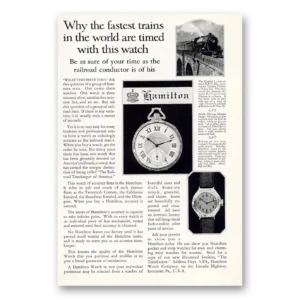 1925 Hamilton Watch Print Ad | Fastest Trains
