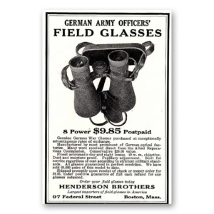 1925 German Army Officers Field Glasses Print Ad | War Glasses