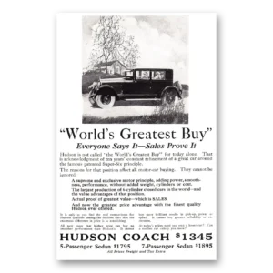 1925 Hudson Motor Car Print Ad | Worlds Greatest Buy