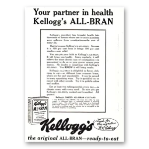 1925 Kelloggs All Bran Cereal Print Ad | Your Partner