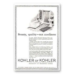 1925 Kohler Print Ad | Not Costliness