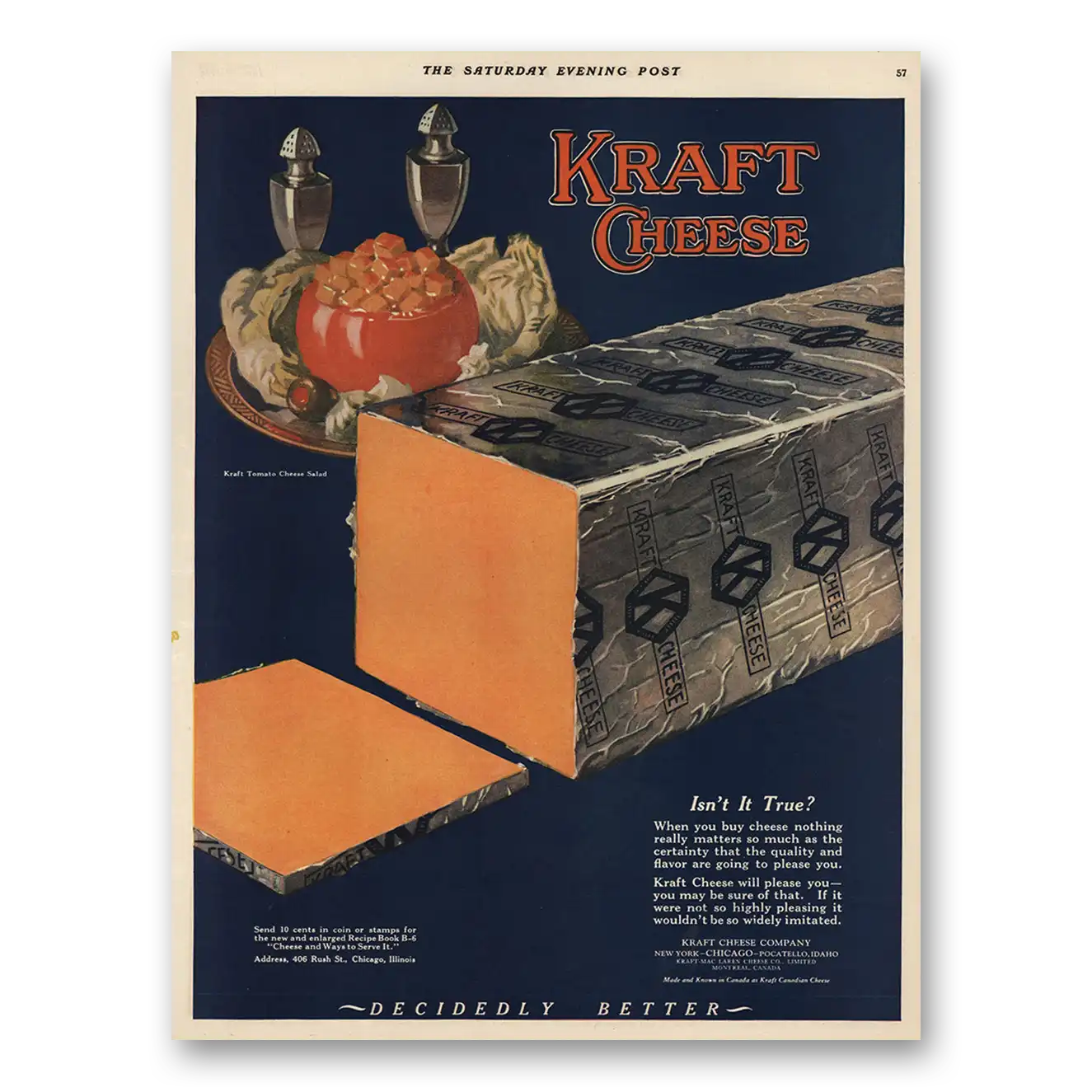 1925 Kraft Cheese Print Ad | True