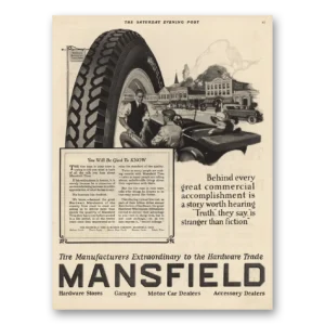 1925 Mansfield Tires Print Ad | Great Commercial