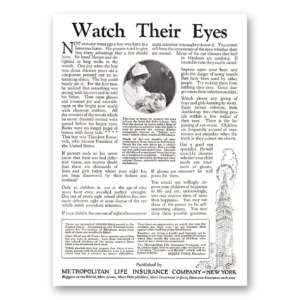 1925 Metropolitan Life Insurance Print Ad | Their Eyes