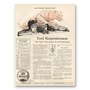 1925 Mobiloil Print Ad | Ford Responsiveness