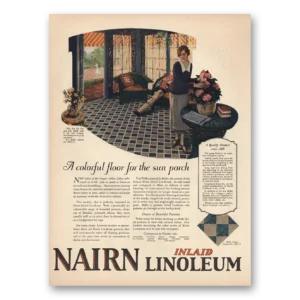 1925 Nairn Linoleum Print Ad | Sun Porch
