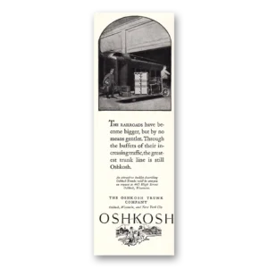 1925 Oshkosh Trunks and Luggage Print Ad | Railroads Bigger
