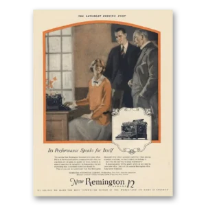 1925 Remington Typewriter Print Ad | Performance Speaks