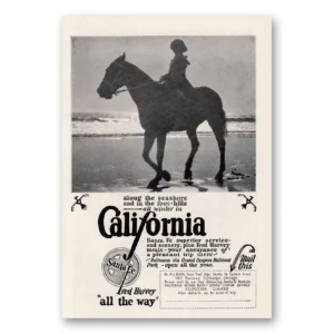 1925 Santa Fe Railway Print Ad | Seashore Foothills