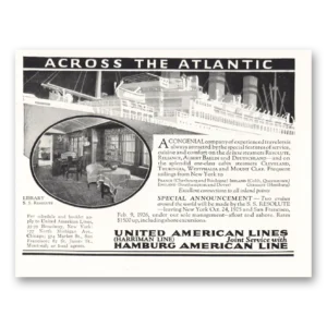 1925 United American Lines Print Ad | Across Atlantic