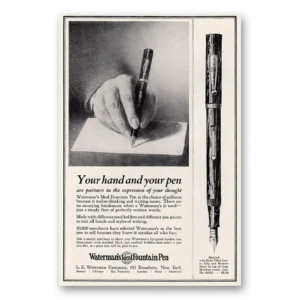 1925 Watermans Ideal Fountain Pen Print Ad | Your Hand