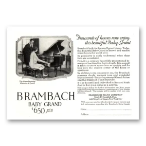 1926 Brambach Baby Grand Piano Print Ad | Thousands Homes