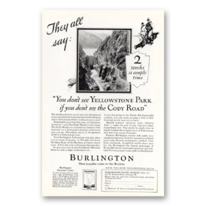 1926 Burlington Route Print Ad | Yellowstone