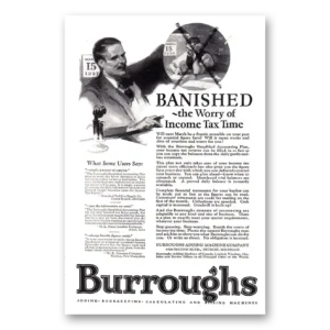 1926 Burroughs Adding Machine Print Ad | Banished Worry