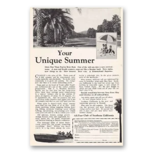 1925 Southern California Print Ad | Unique Summer