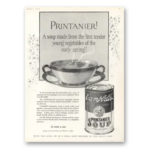 1926 Campbells Printanier Soup Print Ad | Young Vegetables