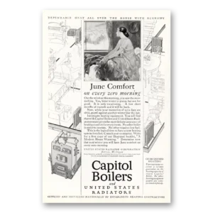 1926 Capitol Boilers Print Ad | June Comfort
