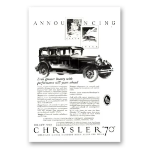 1926 Chrysler 70 Print Ad | Greater Beauty