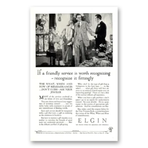 1926 Elgin Watch Print Ad | Friendly Service
