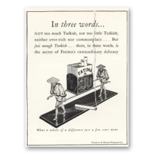 1926 Fatima Turkish Cigarettes Print Ad | Three Words
