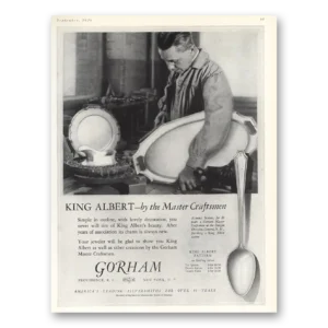 1926 Gorham Silver Print Ad | King Albert
