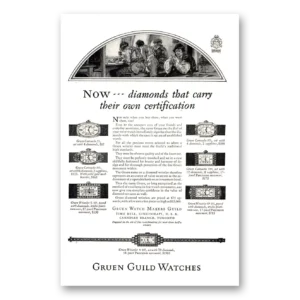1926 Gruen Watch Print Ad | Diamonds
