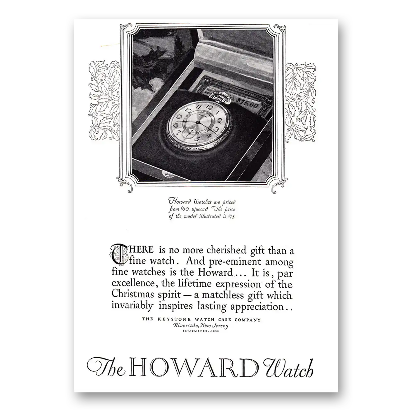 1926 Howard Watch Print Ad | Cherished Gift