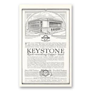 1926 Keystone Copper Steel Print Ad | Rust Resisting