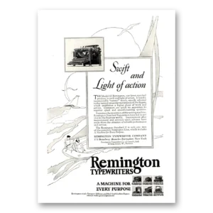 1926 Remington Typewriter Print Ad | Swift Light Action