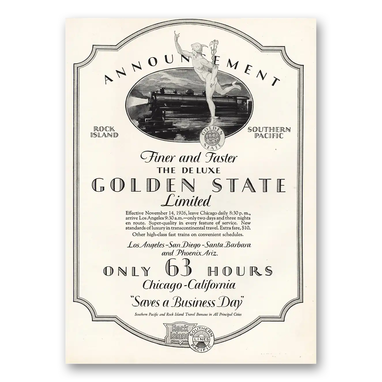 1926 Southern Pacific Print Ad | Rock Island