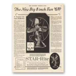 1926 Star Rite Fan Print Ad | 8 Inch Fan